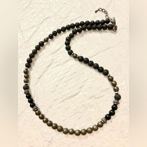 NWT thin volcanic lava stone  necklace for men and women